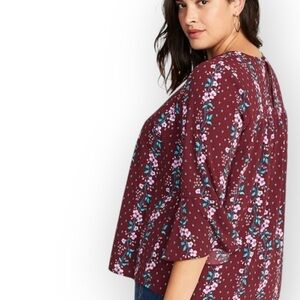 Like New Old Navy Burgundy Floral Blouse